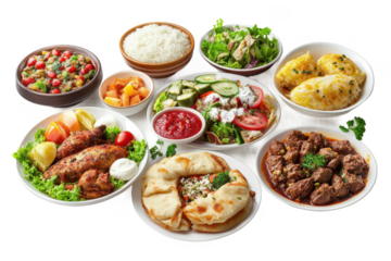 3D Global Cuisine Set with International Dishes Isolated on White Transparent Background