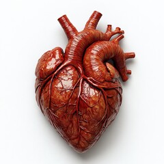 Realistic Human Heart, Isolated, White Background