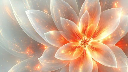 Abstract glowing flower with petals arranged in fractal patterns