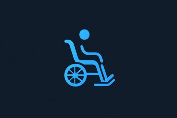 wheelchair access symbol on blue background representing disability, accessibility and inclusivity for people with impairments