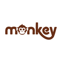 monkey brown head playful typography © mehedizisan