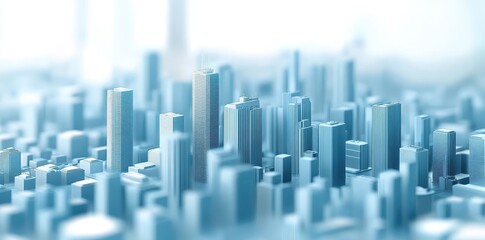 A perspective of an abstract city of many buildings