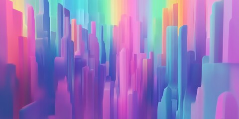 Abstract depiction of a landscape made of colorful vertical shapes