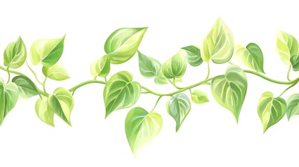 Obraz premium Vibrant Green Leaves on a White Background in Vector Format