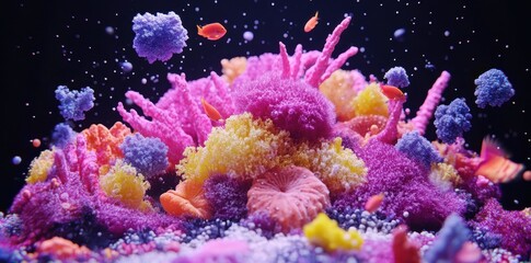 Fototapeta premium Colorful marine life with decorative coral reefs and small orange fish