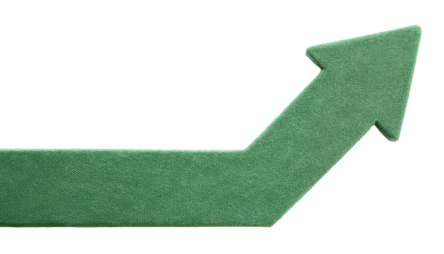 a green arrow pointing upwards, indicating growth, progress, and direction
