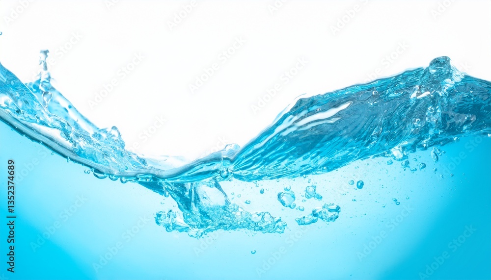 Poster a close-up view of water surface with splashes and wave