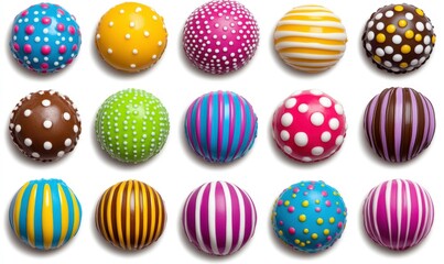 Fototapeta premium Colorful Decorative Balls with Unique Patterns and Designs Ideal for Craft Projects, Celebrations, or Home Decoration