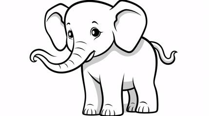 Obraz premium A simple black and white elephant-themed coloring page for kids, featuring fun and easy designs.