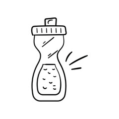 Water Bottle line doodle icon with white background vector stock illustration