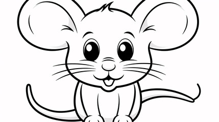 Obraz premium A simple black and white mouse-themed coloring page for kids, featuring fun and easy designs.