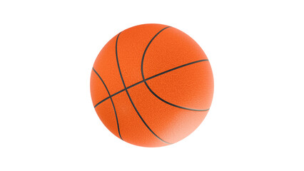 Basketball ball isolated on white. Orange ball with black stripes. Classic basketball for sports games. Equipment for active lifestyle. Basketball for team competitions. 3d rendering.