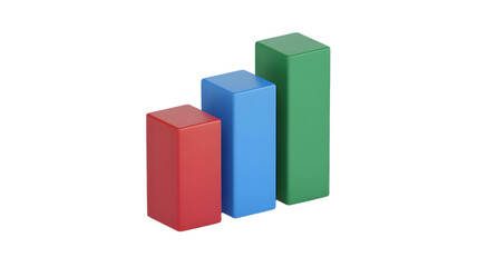 Rising success shown by colorful blocks progress data is simply depicted in 3D view on transparent background
