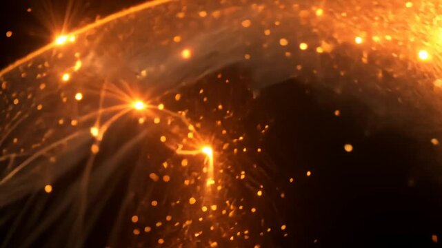 Verzweigtes goldenes Netzwerk mit Lichtpunkten