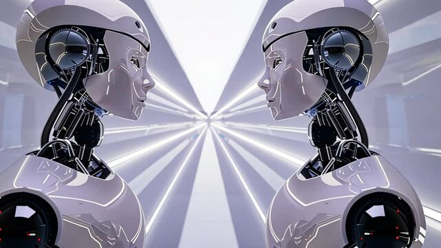 Zwei humanoide Roboter im Spiegelgespr&auml;ch