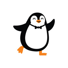Cute Dancing Penguin Vector Illustration with Bowtie