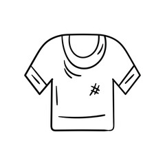 Football Jersey line doodle icon with white background vector stock illustration