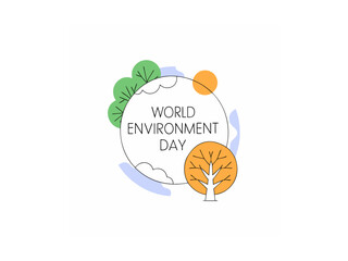 Simple color full vector design and White background Graphic for World Environment Day. A bold, stylized graphic celebrating World Environment Day. 5th June. World Environment Day. Minimalist World En