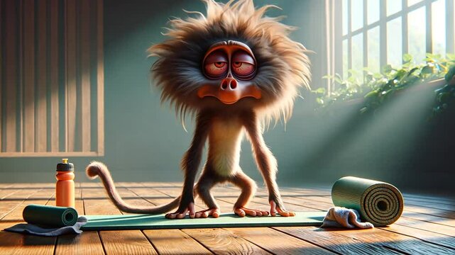 Cartoon Affe schaut &uuml;berrascht nach oben