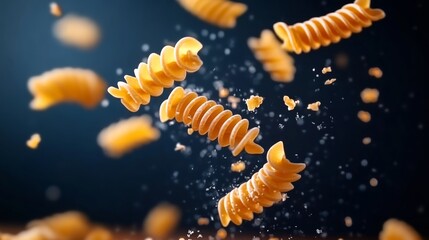 Naklejka premium Pasta is flying through the air in a cloud of dust