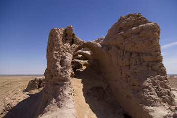 Fototapeta premium View of the ruins of the Ayaz Kala fortress in Uzbekistan
