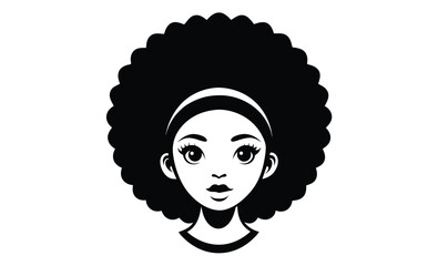 Afro woman silhouette with curly hairstyle vector