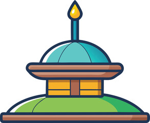 Colorful decorative garden fountain vector design, Vector illustration of a colorful decorative garden fountain with a unique design, symbolizing elegance and serenity in nature.
