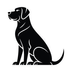 Black Labrador Dog Silhouette – Sitting Puppy Vector Icon, Labrador Retriever Silhouette – Dog Logo and Pet Symbol, Dog Silhouette Vector – Sitting Labrador Puppy Clipart, Labrador Dog Silhouette Icon