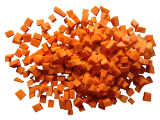 diced pumpkin on transparent background