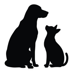 Minimalist Dog and Cat Silhouette Icon – Pet Friendship Vector, Title: Minimalist Dog and Cat Silhouette Icon – Pet Friendship Vector, Clean and Modern Dog and Cat Silhouette Logo for Pet Business