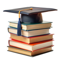 Graduation Cap  Books Education Success isolated on transparent background