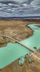 The delta of La Leona river flowing into Lago Argentino, Patagonia, Argentina