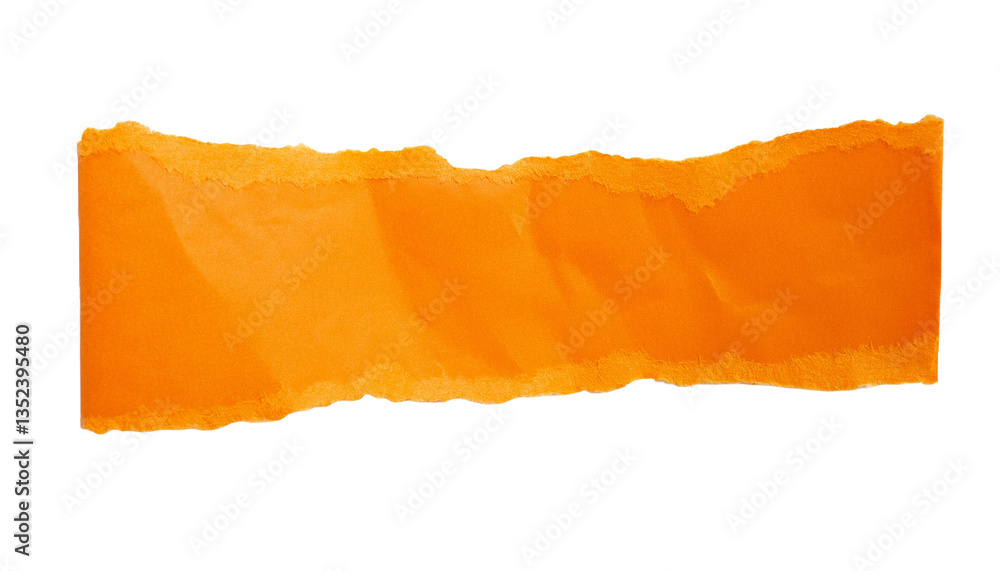 Aufkleber an orange piece of torn paper with a unique texture and ragged edges. the design's abstract quality 