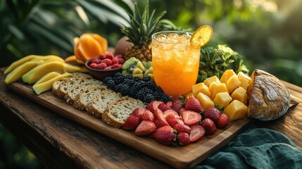 Vibrant Fruit and Bread Platter