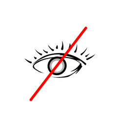 image of an eye with a red line prohibition sign