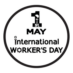 A typography or calligraphy silhouette design of the 1st May international workers day featuring with industrial tools.
