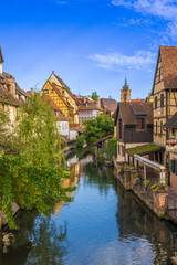 Fototapeta premium Colmar is a medieval town in France’s Alsace wine region, France, Drone Photography