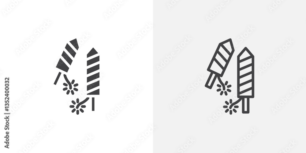 Poster firecracker icon set. vectors for apps and website designs