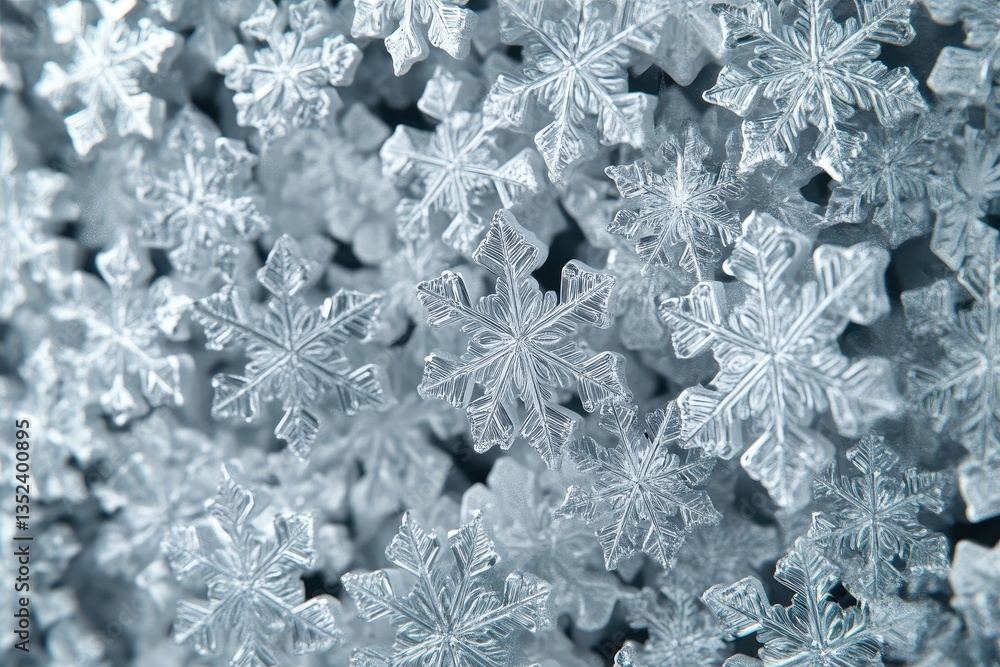 Poster delicate and intricate snowflakes creating a beautiful winter texture background