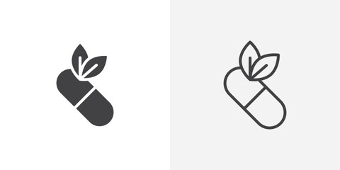 Herbal capsule Icon set. vectors for apps and website designs