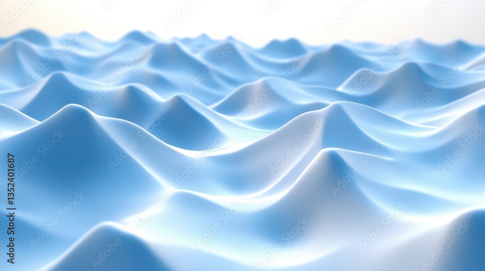 Poster abstract rendering of smooth and flowing hills in blue gradients