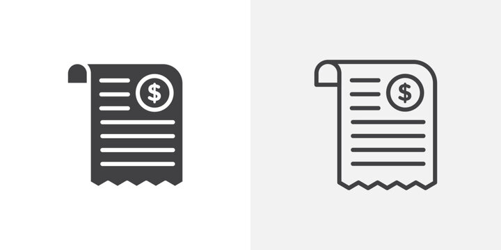 Paper check receipt Icon set. vectors for apps and website designs