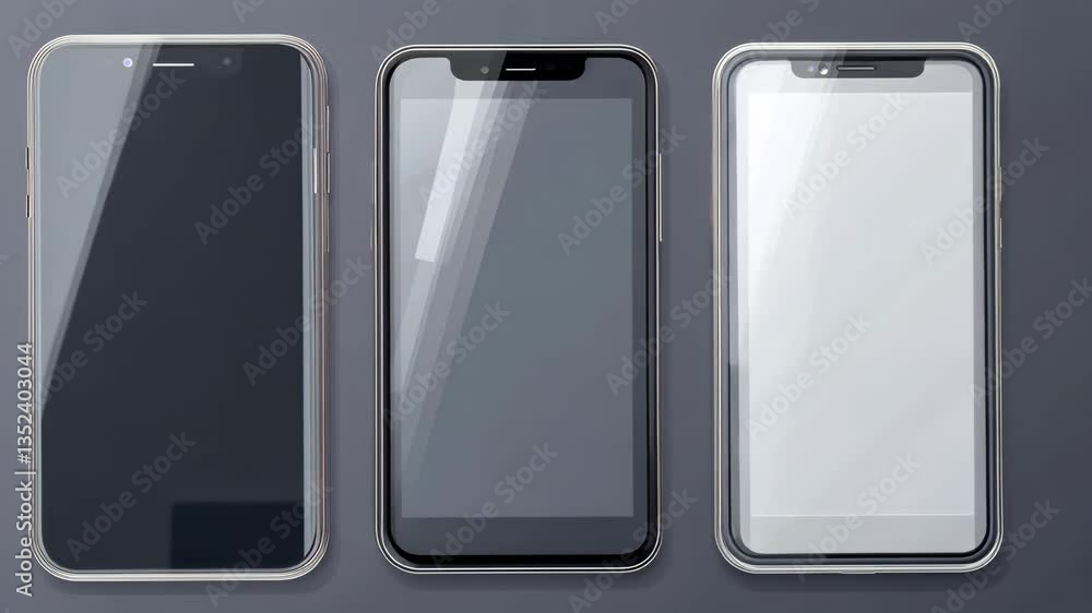 Aufkleber realistic smartphone mockup collection with transparent screens generative ai