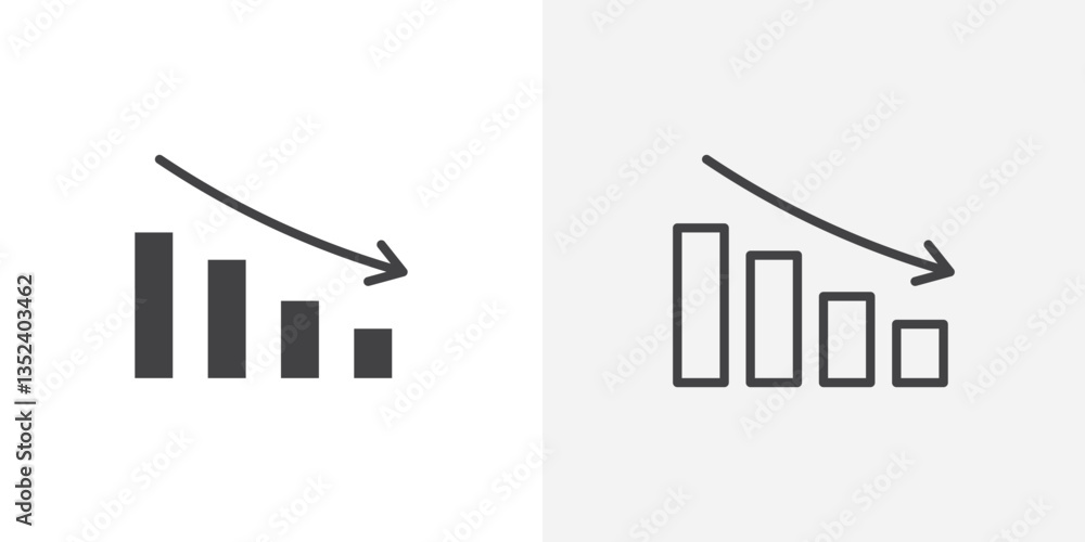 Poster reduction chart icon set. vectors for apps and website designs