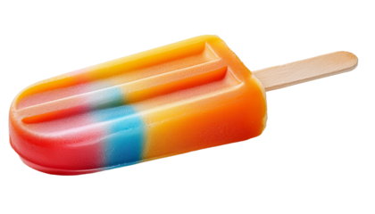 a vibrant, multicolored popsicle on a wooden stick, perfect for a hot day!