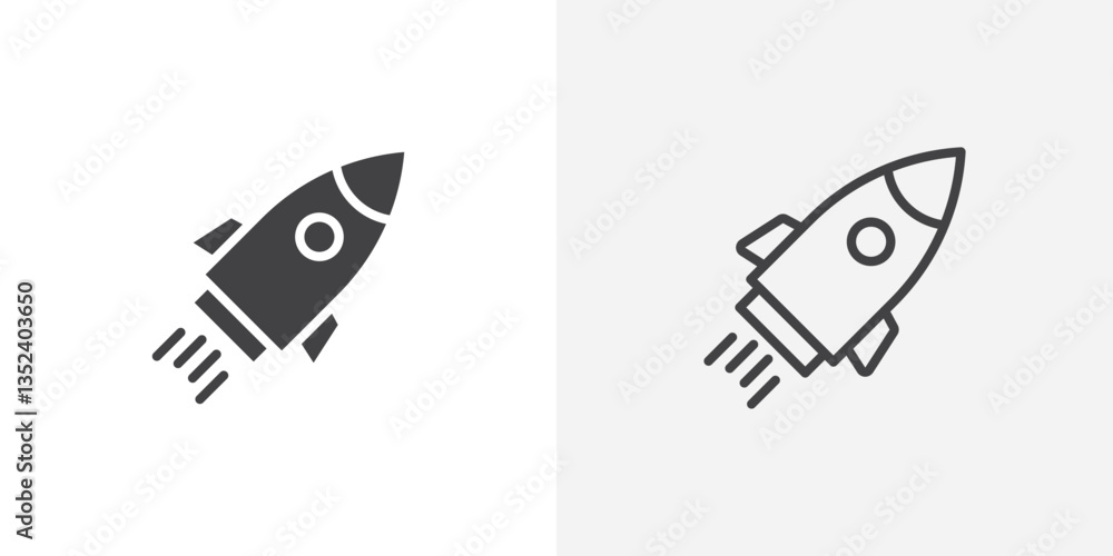 Poster rocket launch icon set. vectors for apps and website designs