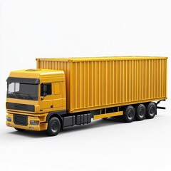 Yellow Semi Truck Transporting Cargo Containers on Highway Heavy Duty Commercial Delivery Vehicle Shipping Freight Logistics and Distribution Services Transportation Concept