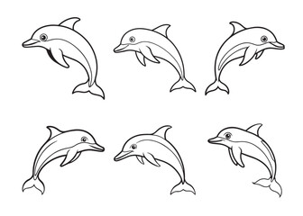 Fototapeta premium Dolphin vector Set