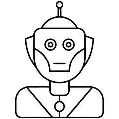 AI Robot Head Line Art Drawing