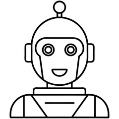 AI Robot Head Line Art Drawing